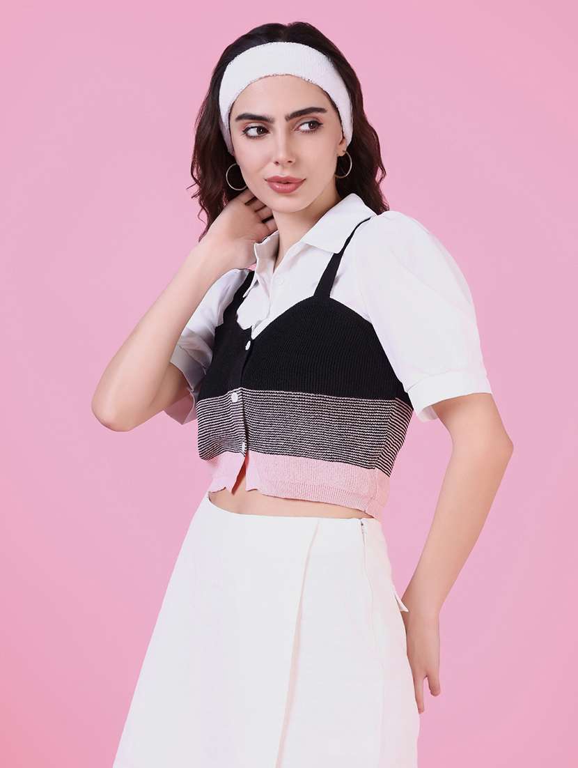 women self design short sleeve shirt top - 21515160 -  Standard Image - 2