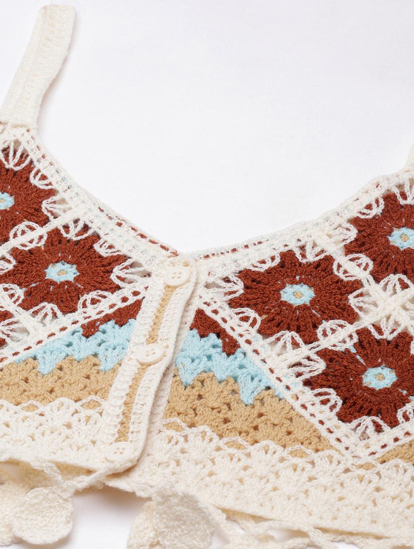 women sleeveless crochet crop top - 21515168 - Standard Image - 7