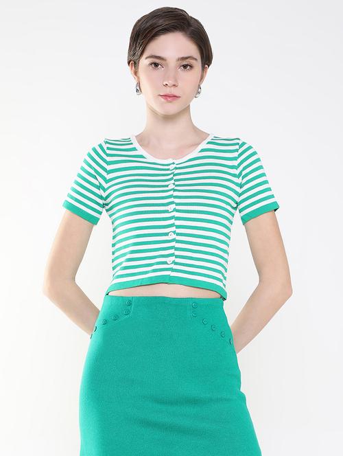 women green stripes regular top - 21515177 - Standard Image - 0