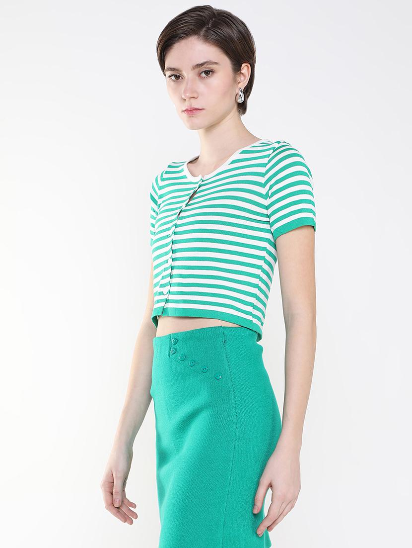 women green stripes regular top - 21515177 - Standard Image - 2