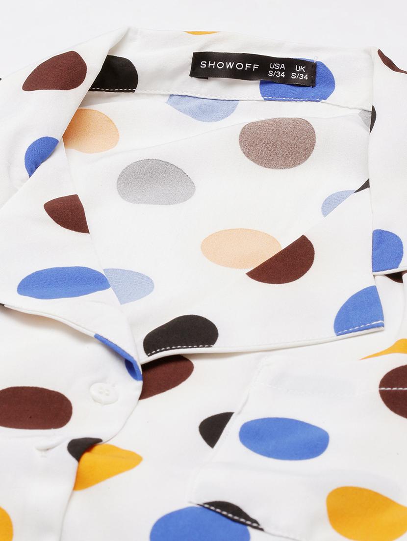 women white polka dots printed crop top - 21515180 - Standard Image - 7