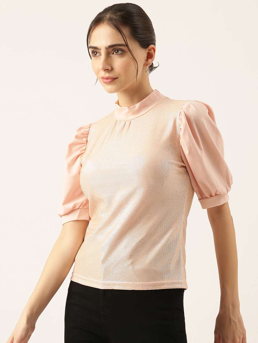 women peach self-designed regular top - 21515187 -  Standard Image - 2