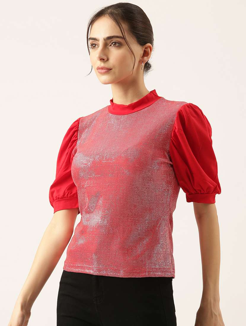 women red self-designed regular top - 21515188 -  Standard Image - 2