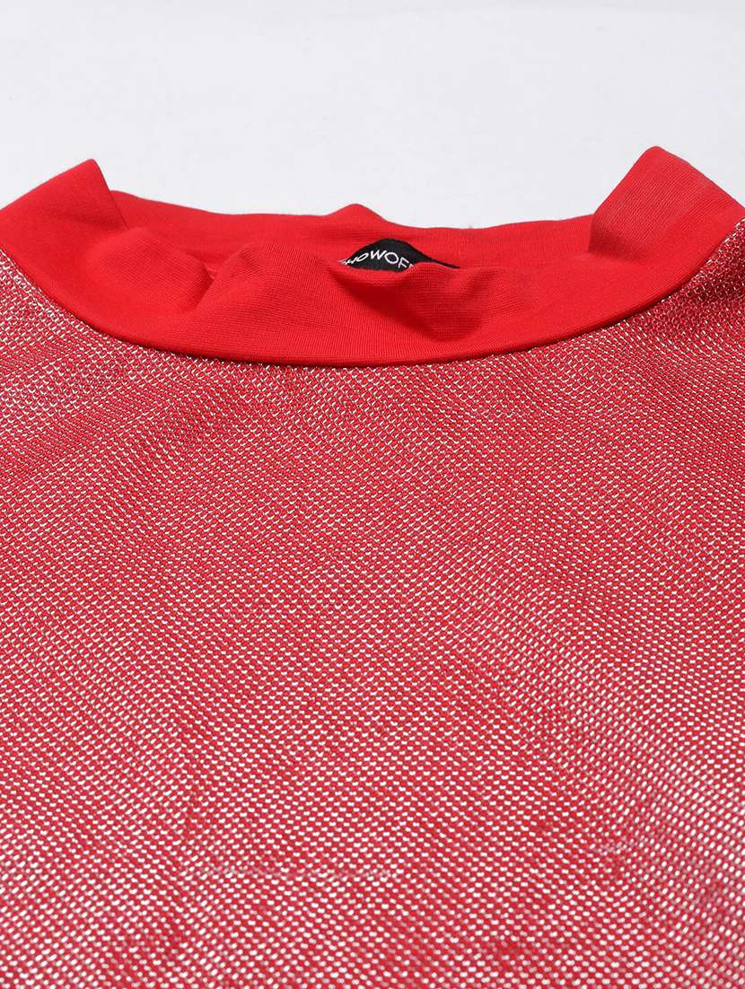 women red self-designed regular top - 21515188 -  Standard Image - 7