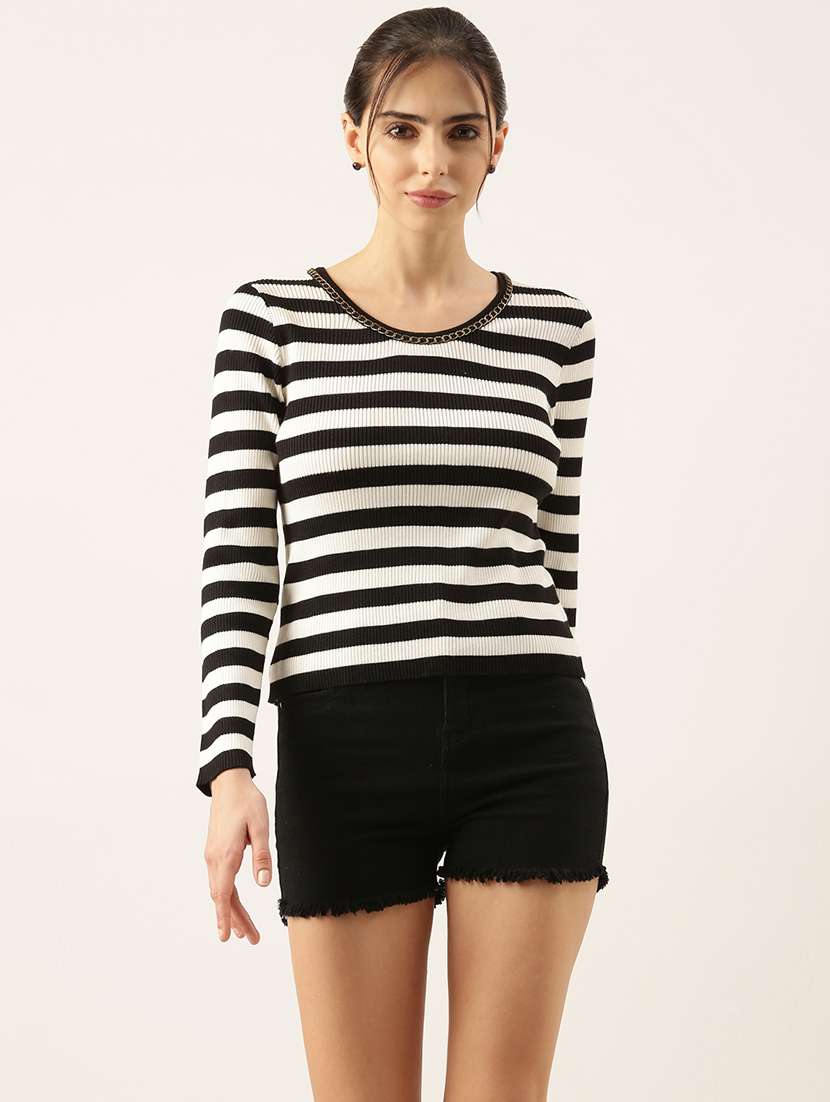 women black stripes regular top