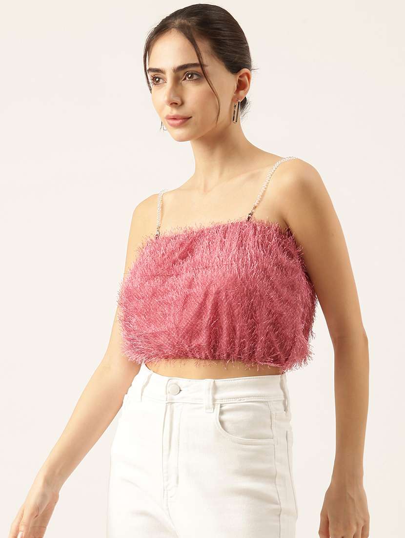 women mauve fur tube top - 21515200 -  Standard Image - 2