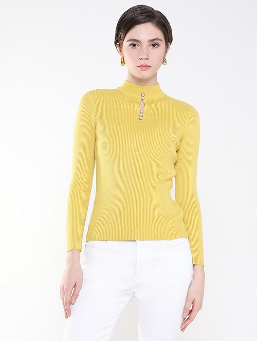 women yellow solid regular top - 21515205 - Standard Image - 0