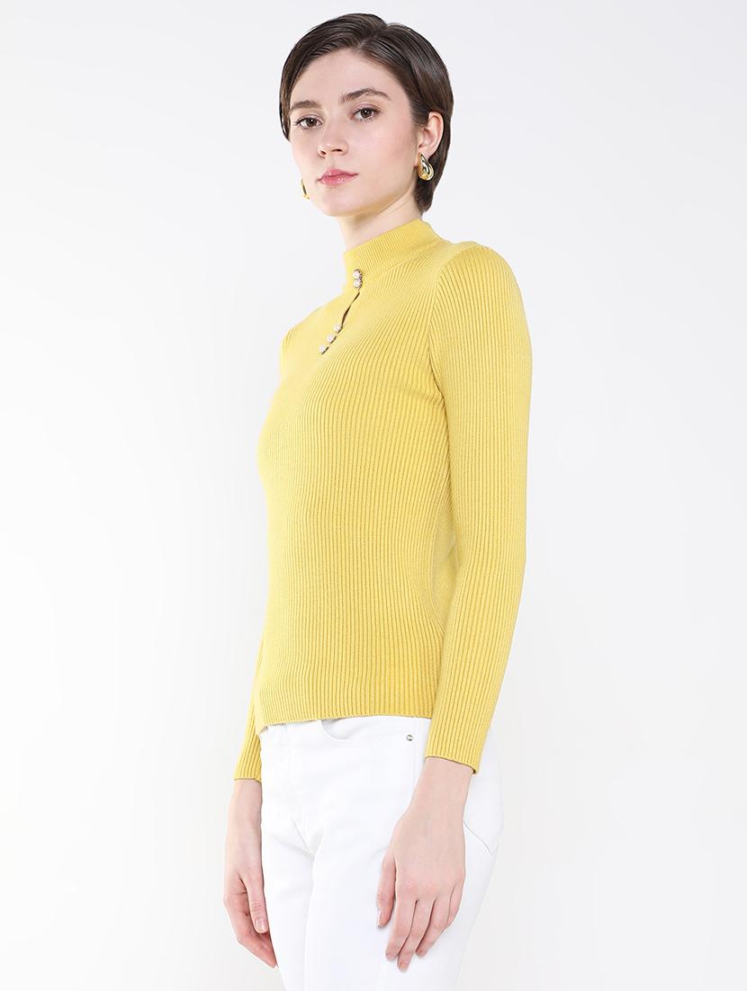 women yellow solid regular top - 21515205 - Standard Image - 2