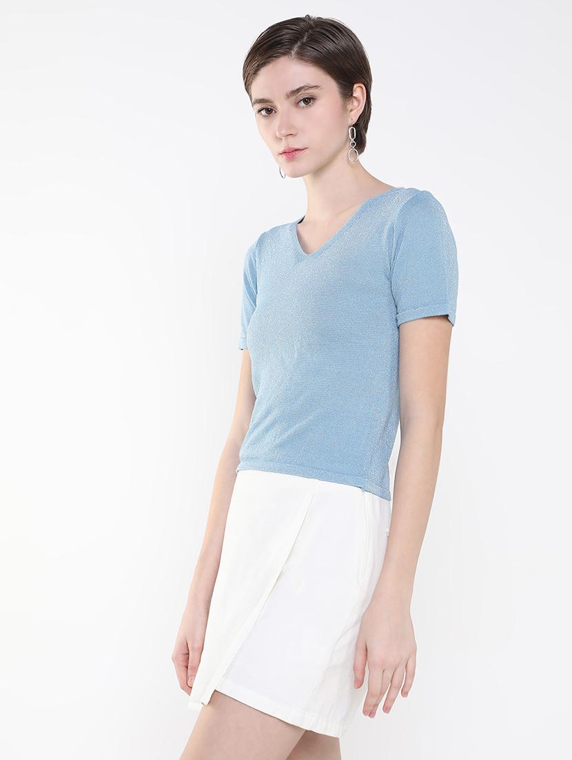 women blue solid regular top - 21515208 - Standard Image - 2