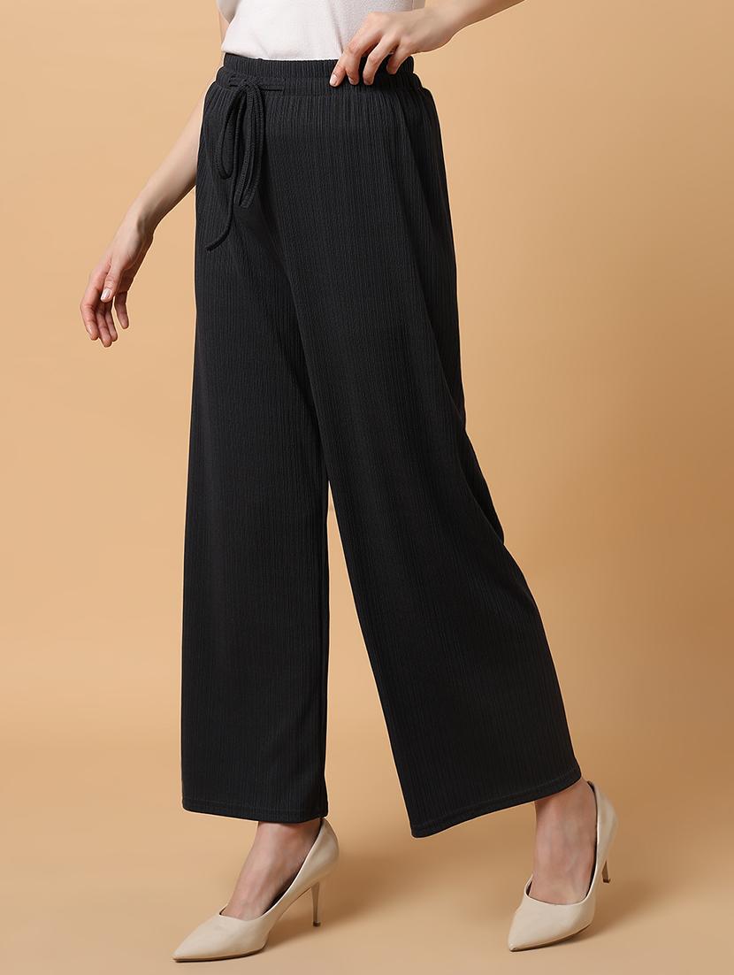 women steel grey lycra wide leg trouser - 21515228 - Standard Image - 2