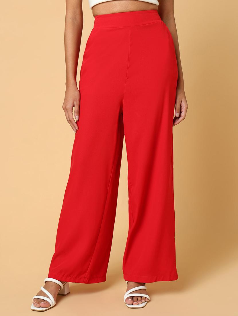 women red viscose wide leg trouser - 21515231 - Zoom Image - 0