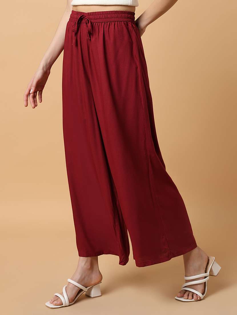 women solid flat front wide leg trouser - 21515239 -  Standard Image - 2