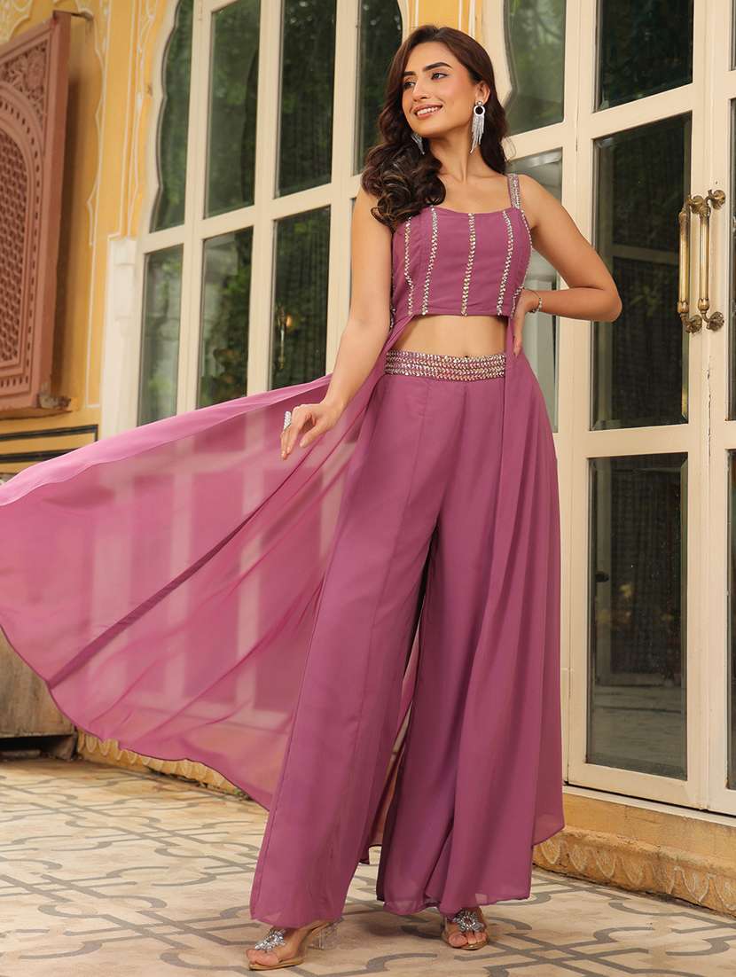 women purple embellished co-ord set - 21515248 - Standard Image - 2