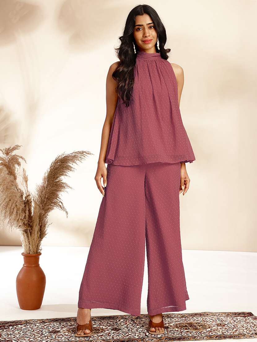 women mauve self-designed co-ord set