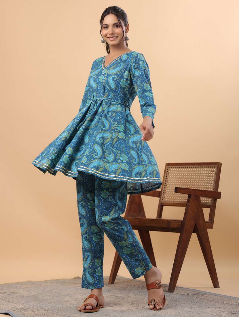 women blue paisley printed co-ord set - 21515295 -  Standard Image - 2