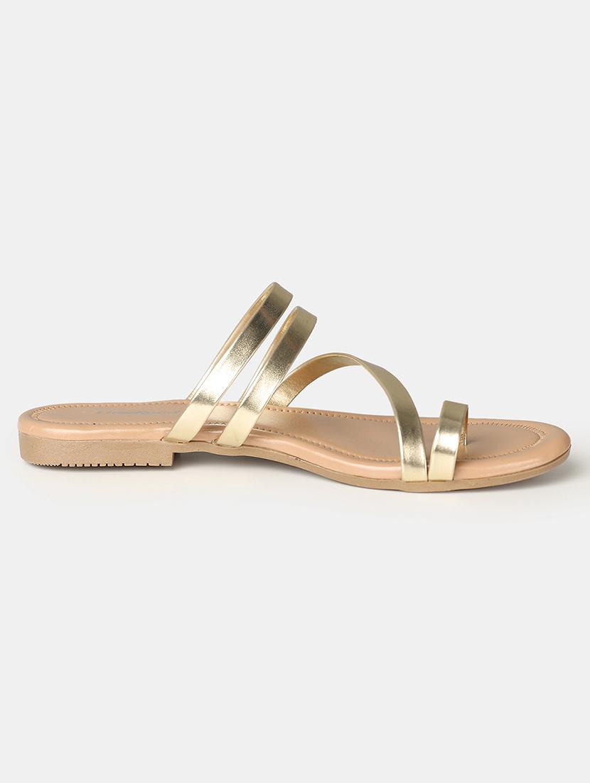 women gold slip on sandal - 21515298 - Standard Image - 2