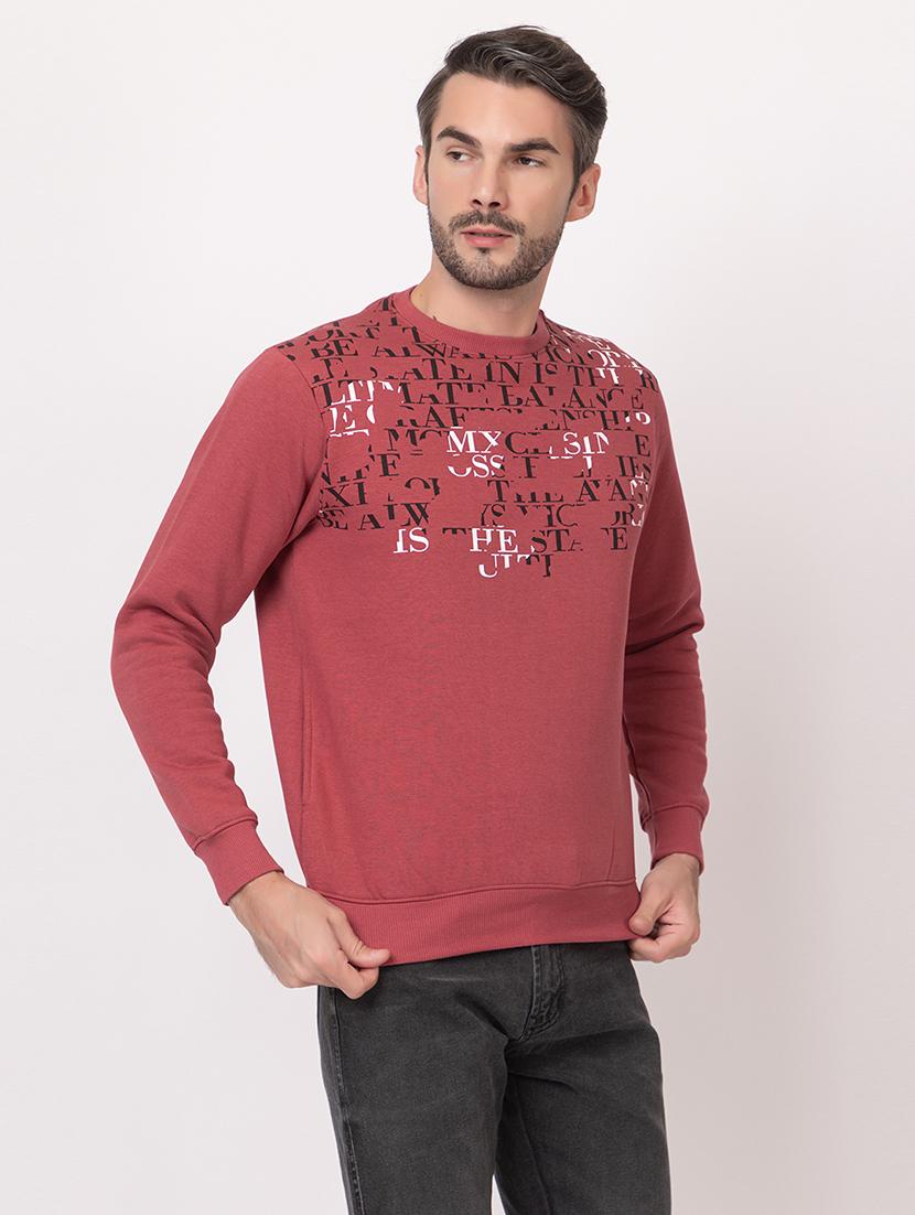men peach cotton chest print sweatshirt - 21515321 - Standard Image - 2