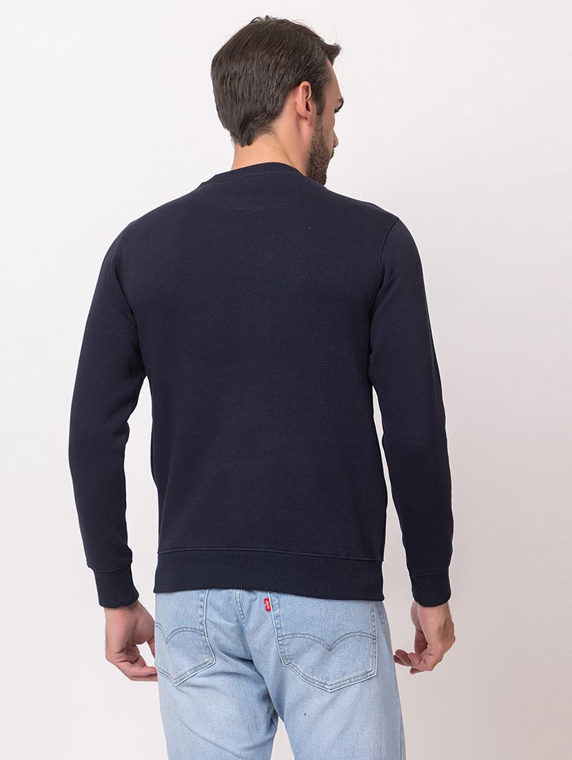 men navy blue cotton chest print sweatshirt - 21515323 - Standard Image - 2