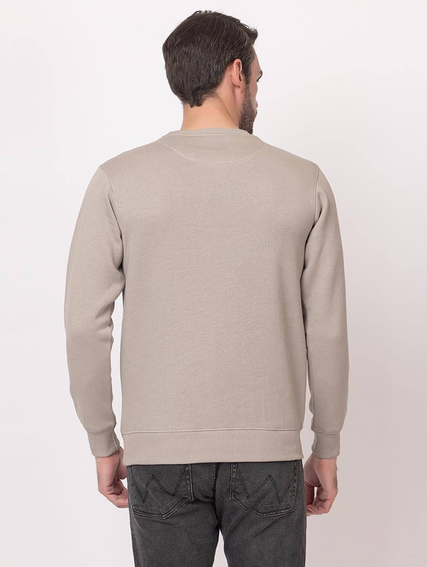 men beige cotton front print sweatshirt - 21515324 - Standard Image - 2