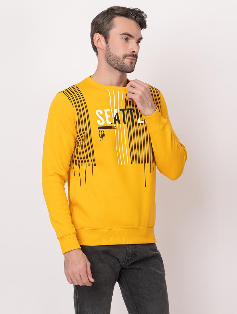 men yellow cotton front print sweatshirt - 21515325 - Standard Image - 2
