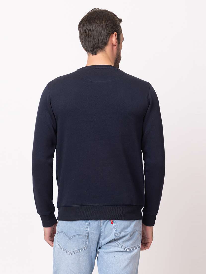 men navy blue cotton front print sweatshirt - 21515326 -  Standard Image - 2