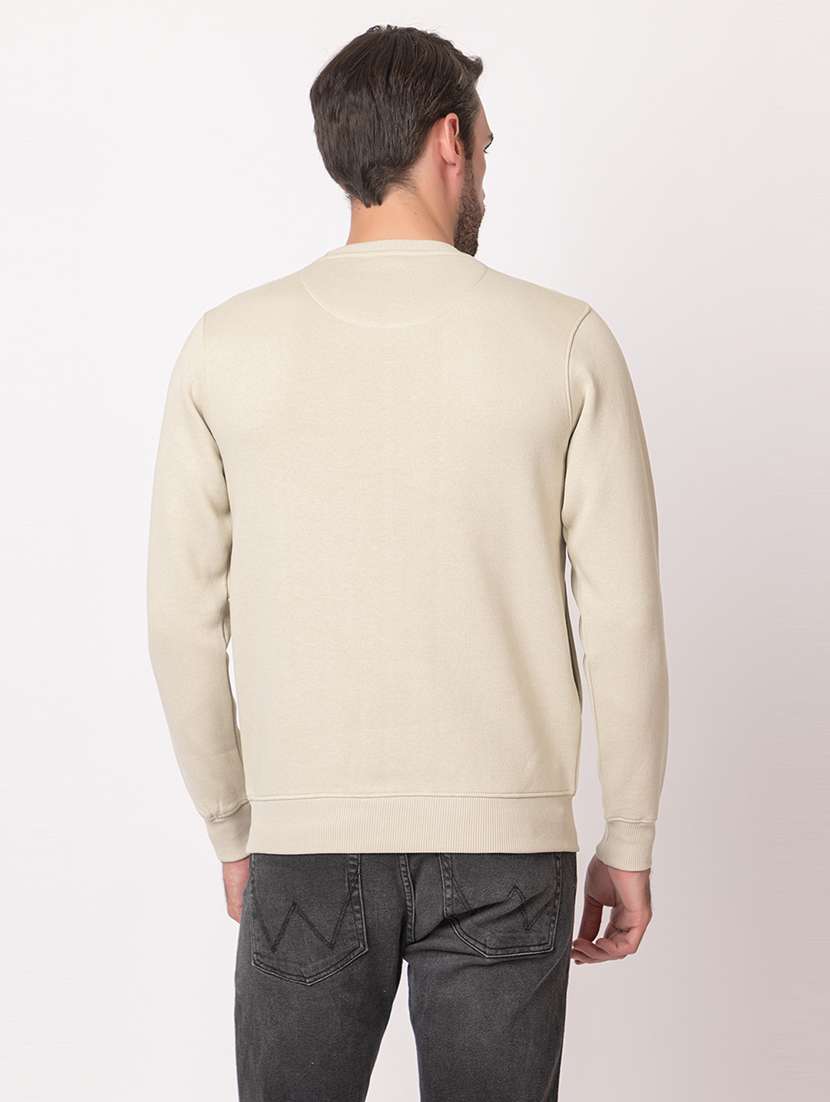 men beige cotton chest print sweatshirt - 21515327 - Standard Image - 2