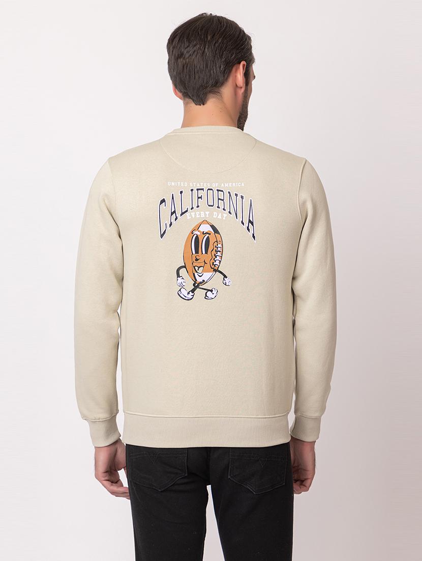 men beige cotton back print sweatshirt - 21515337 - Standard Image - 2