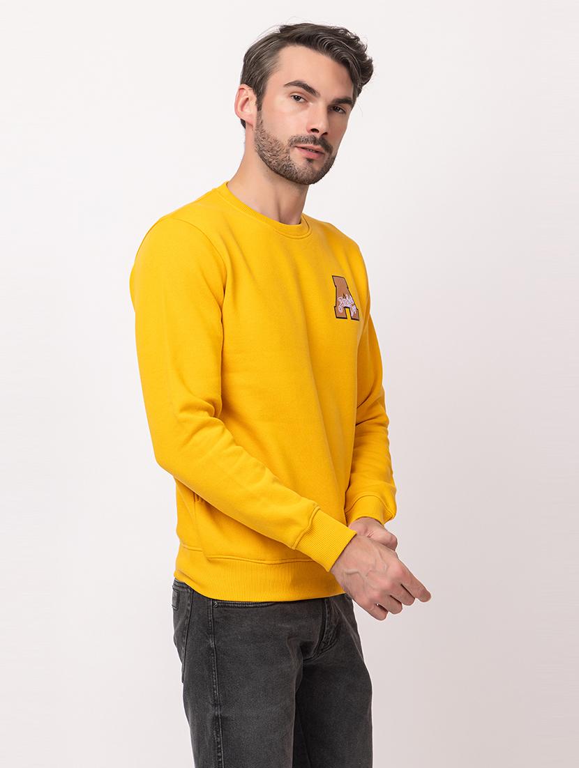 men yellow cotton back print sweatshirt - 21515338 - Standard Image - 2