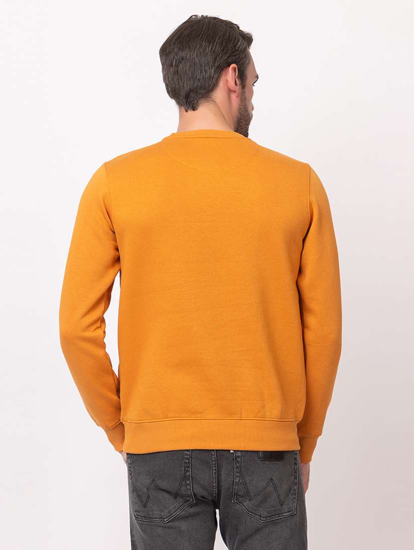 men mustard cotton chest print sweatshirt - 21515340 - Standard Image - 2