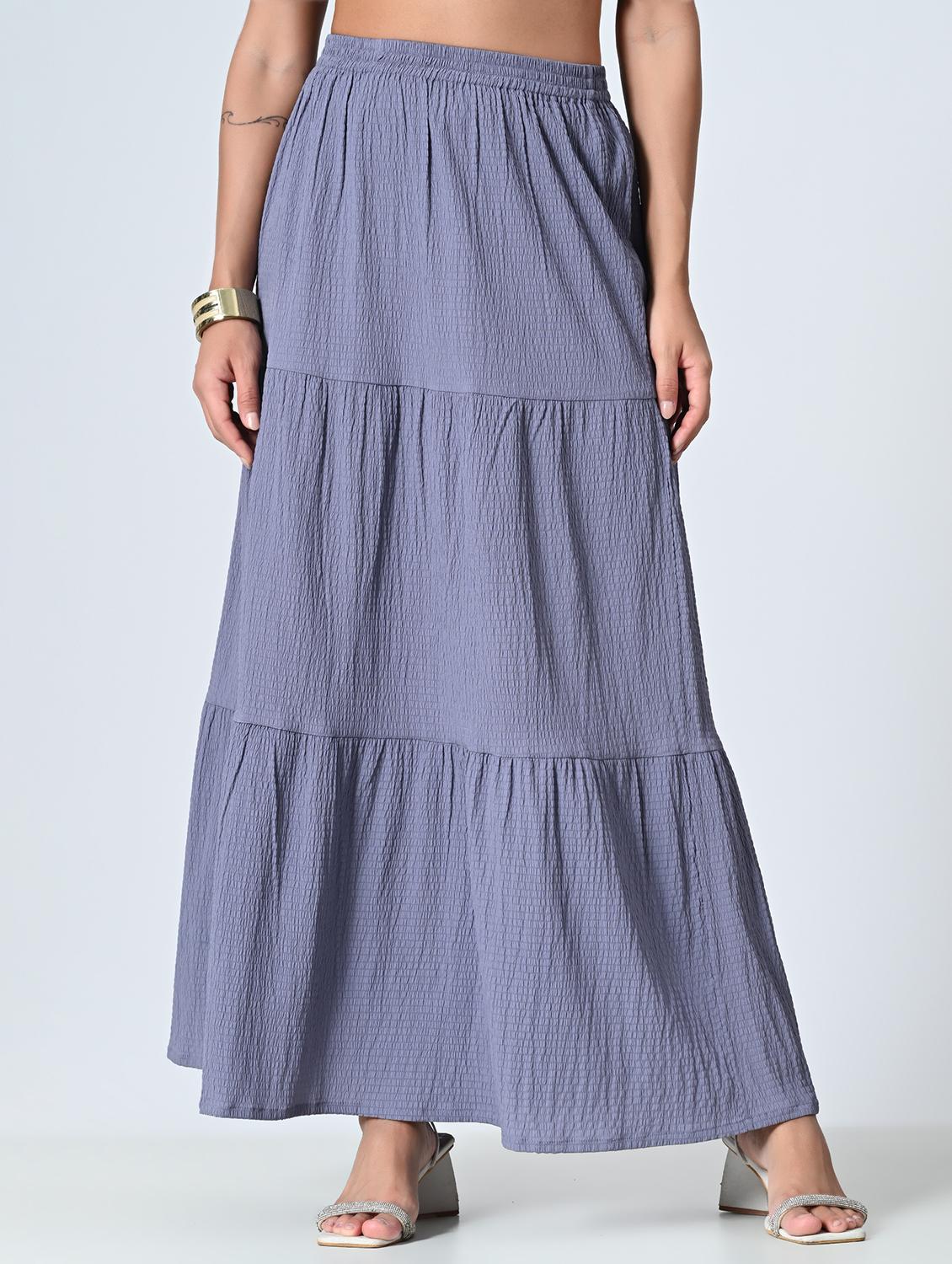 women purple polyester tiered skirt - 21515491 - Zoom Image - 0