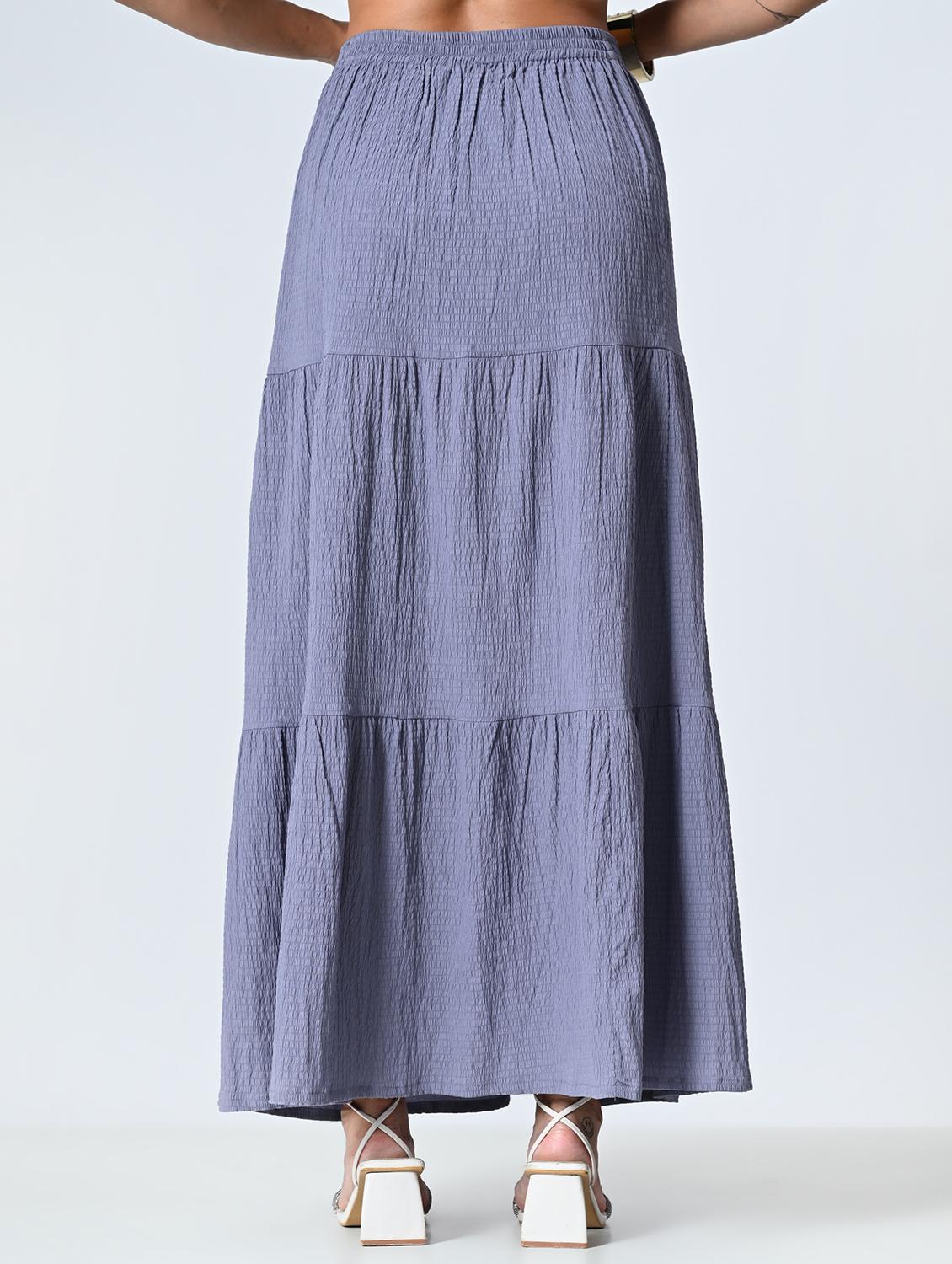 women purple polyester tiered skirt - 21515491 - Standard Image - 2