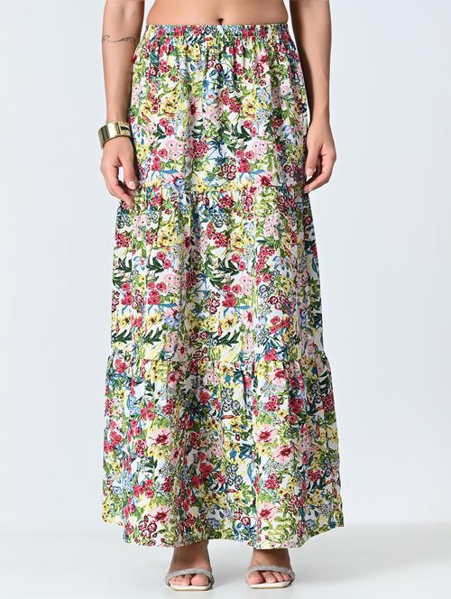 women multi colored crepe tiered skirt - 21515493 - Standard Image - 0