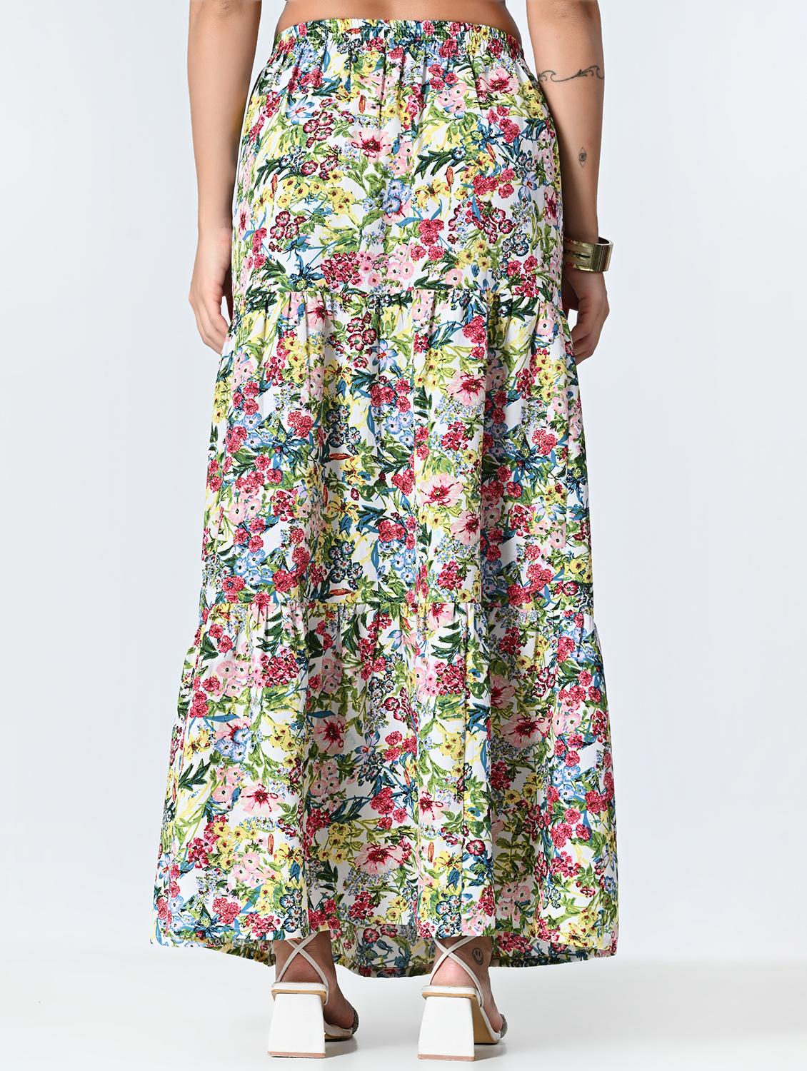 women multi colored crepe tiered skirt - 21515493 - Standard Image - 2