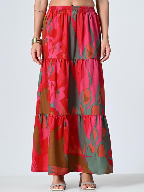 women multi colored printed tiered skirt - 21515494 - Standard Image - 0