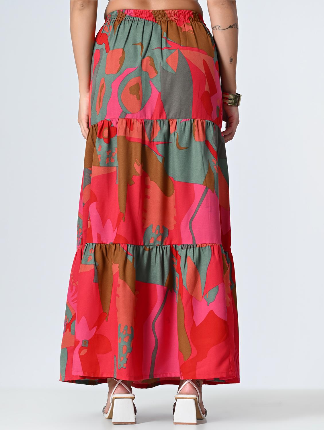 women multi colored printed tiered skirt - 21515494 - Standard Image - 2