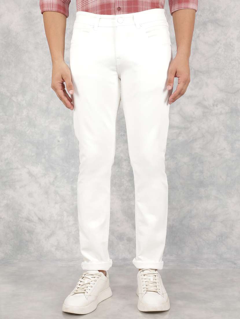 men mid-rise plain slim fit jean