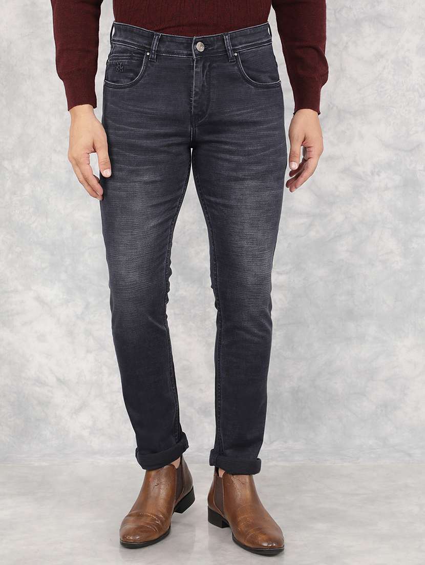 men mid-rise plain slim fit jean