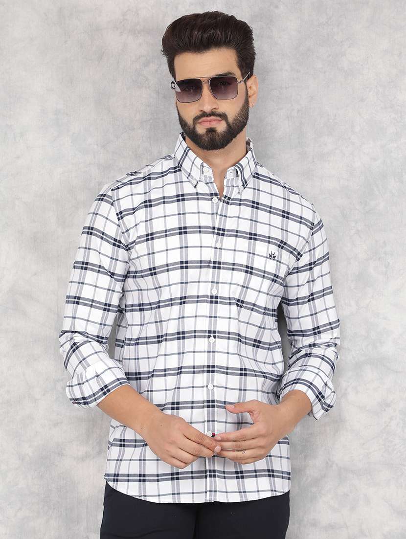 men checks long sleeves casual shirts