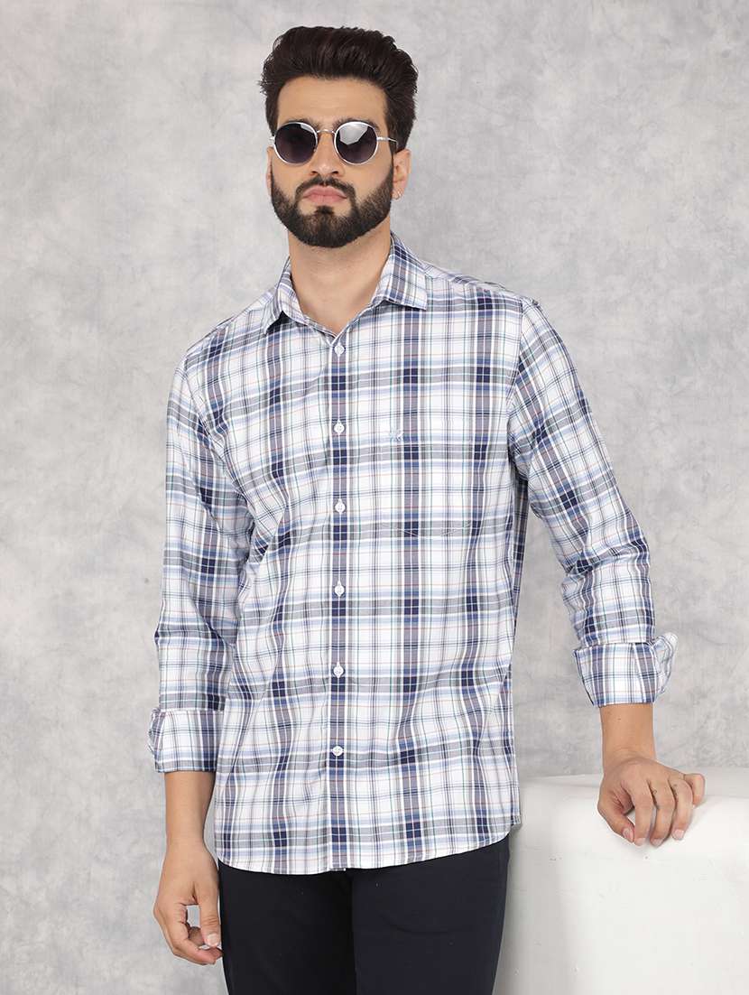 men checks long sleeves casual shirts