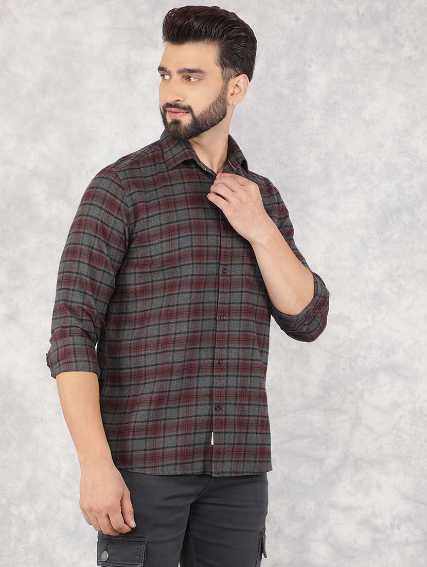 Men Collared Checks Casual Shirt - 21517912 -  Standard Image - 2