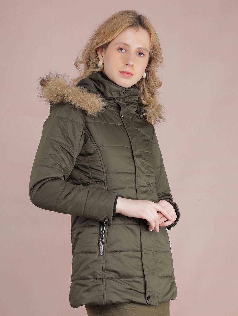 women solids long sleeves quilted jacket - 21517951 - Standard Image - 2
