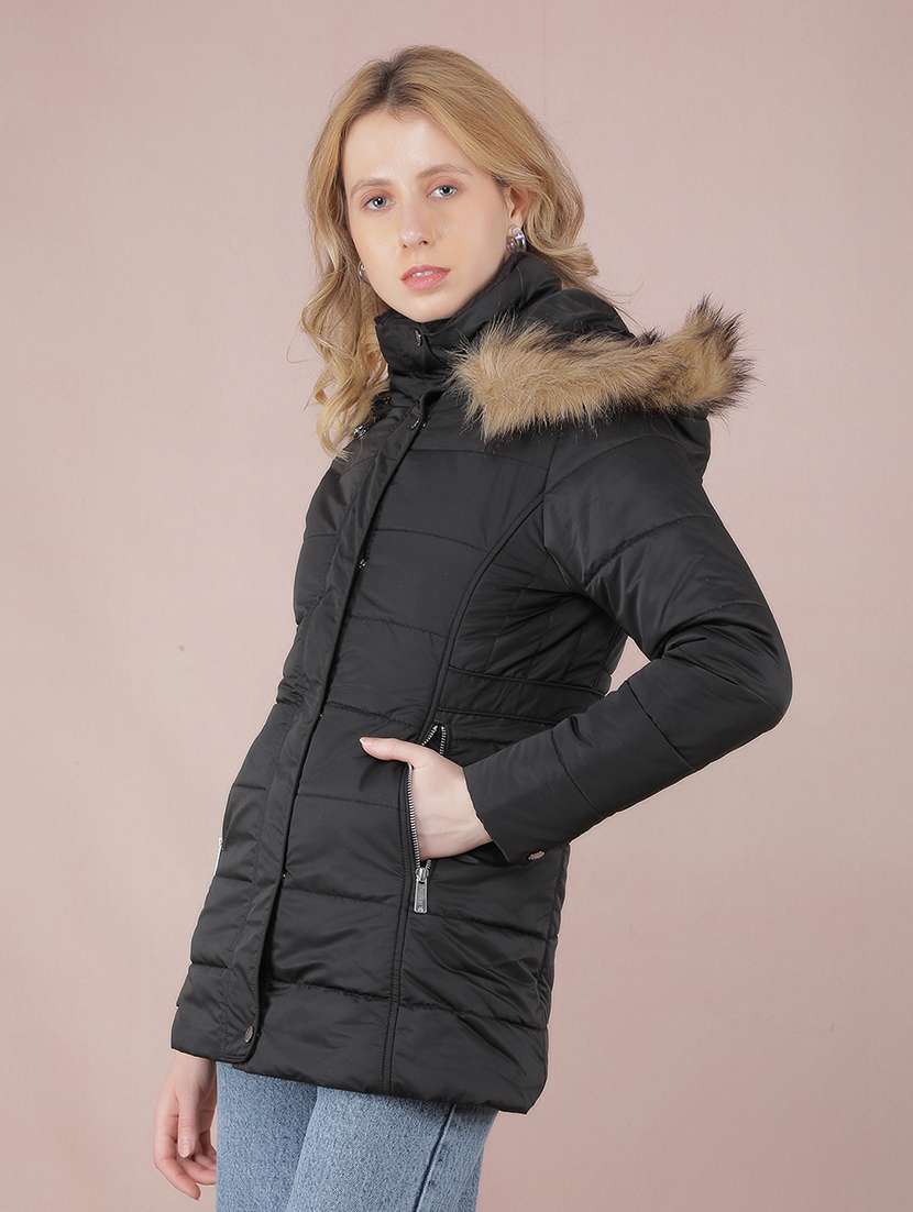 women solid long sleeve quilted jacket - 21517952 - Standard Image - 2