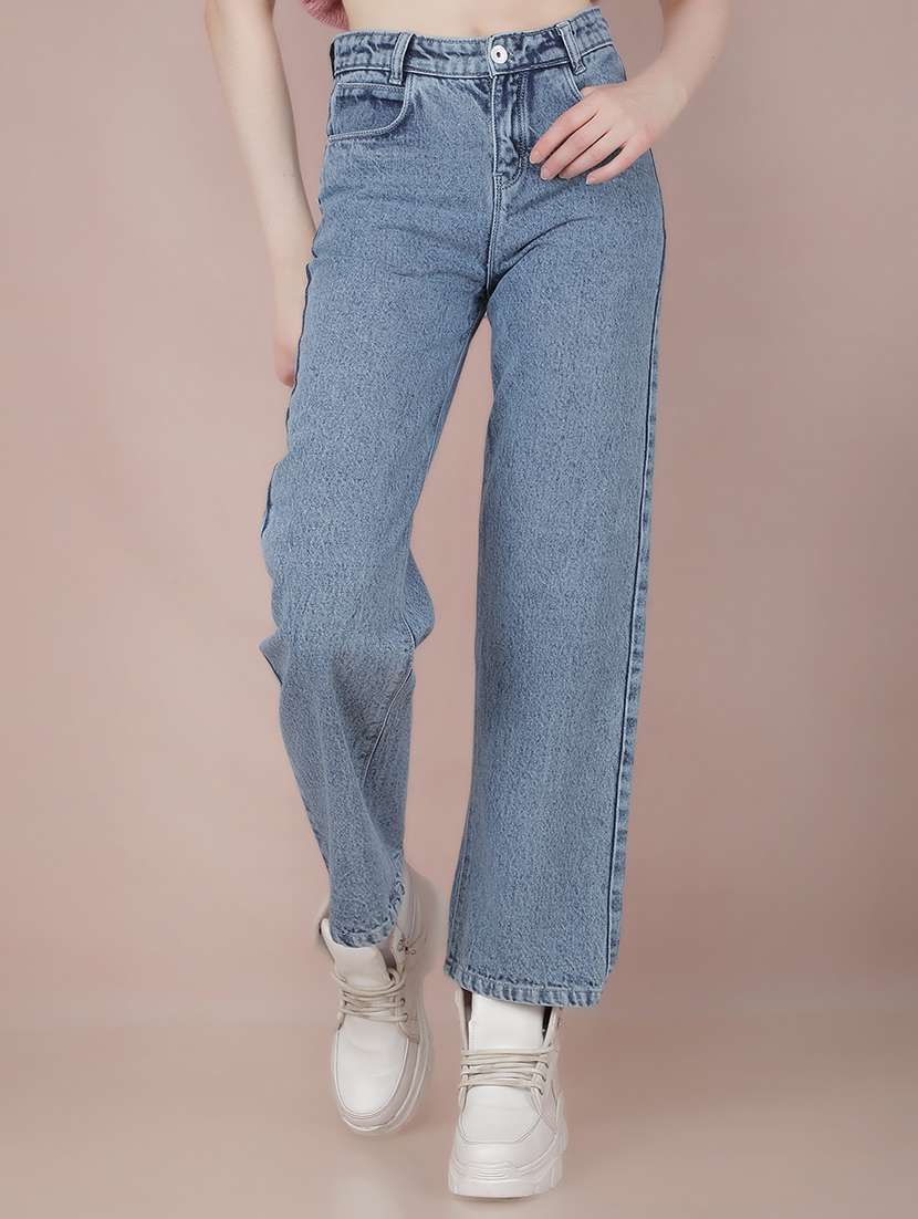 women light blue cotton jeans