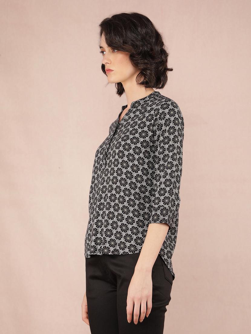 women black viscose regular top - 21518007 - Standard Image - 2