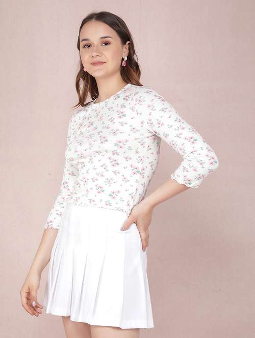 women white poly blend crop top - 21518009 - Standard Image - 0