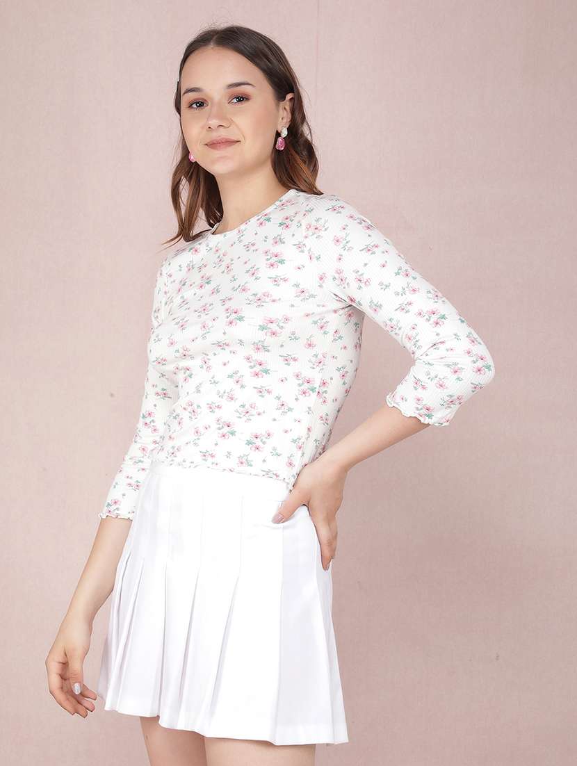women white poly blend crop top - 21518009 - Zoom Image - 0