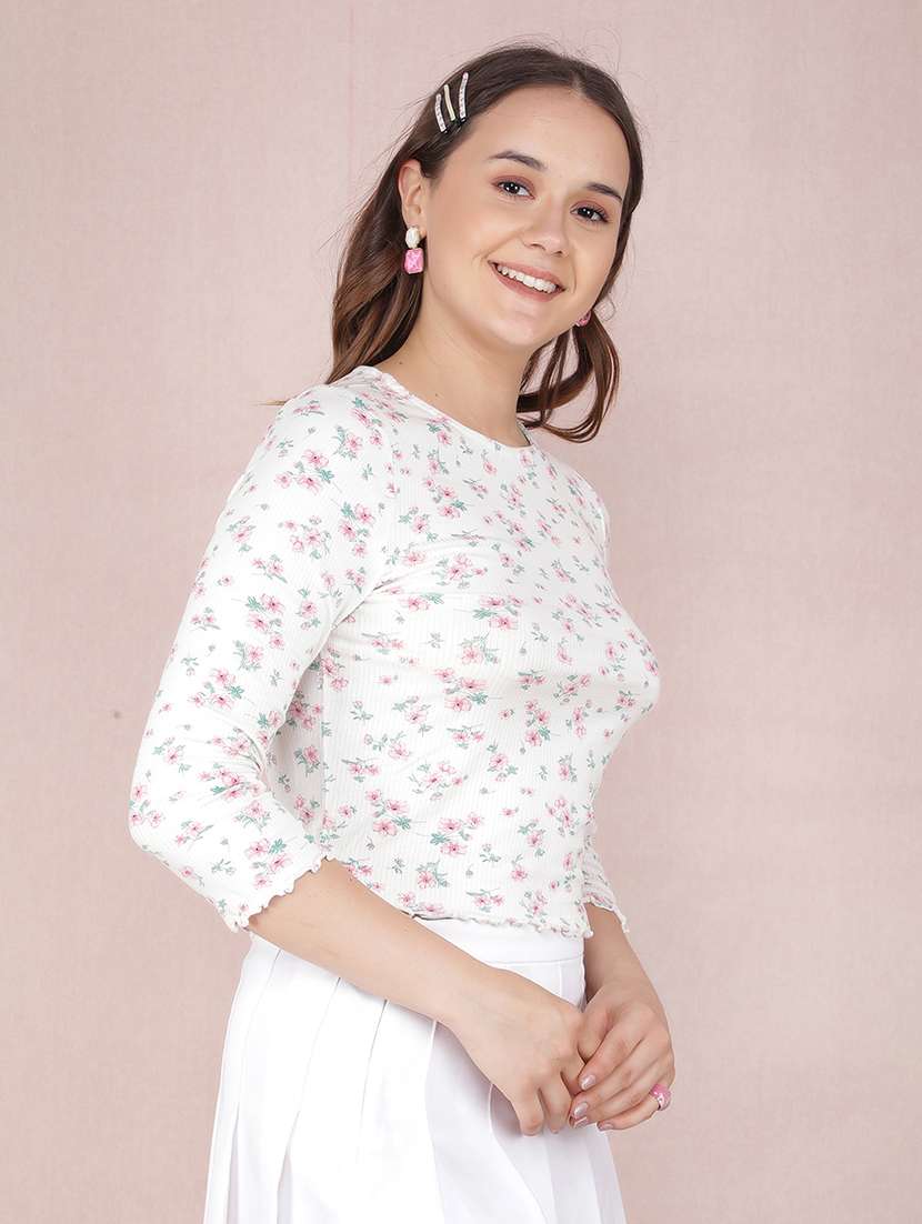 women white poly blend crop top - 21518009 - Standard Image - 2