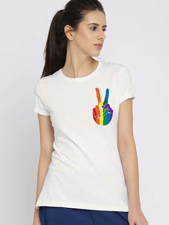 women white placement print t-shirt