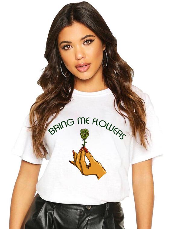 women white front print t-shirt