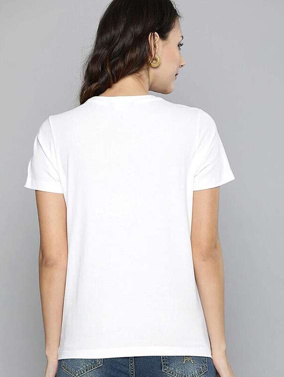 women white cotton blend front print t-shirt - 21518083 -  Standard Image - 2